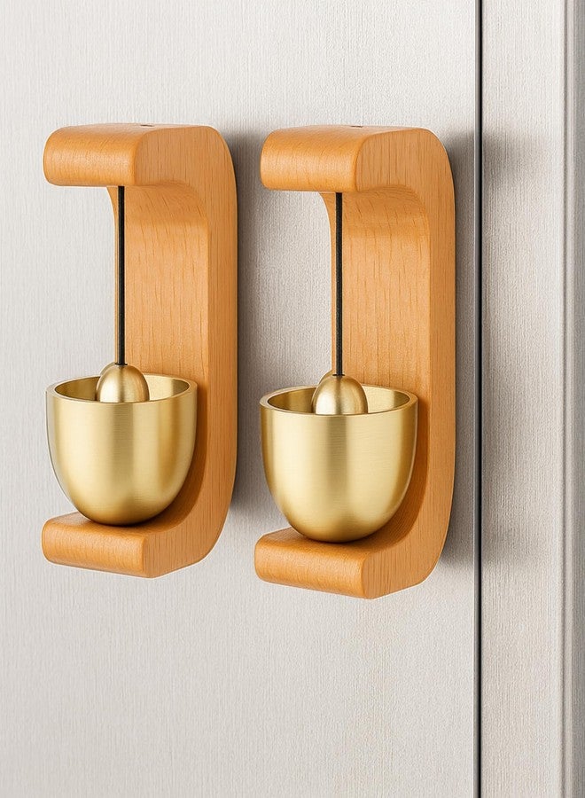 ecofynd 2 Pack Wooden Door Chime with Brass Bell, Self-Adhesive Magnetic Dopamine Door Bell For Home, Shop, Office, Restaurant, Store & Housewarming Gift, Decorative Vintage Wall Mount Serene Acoustic - Image 1